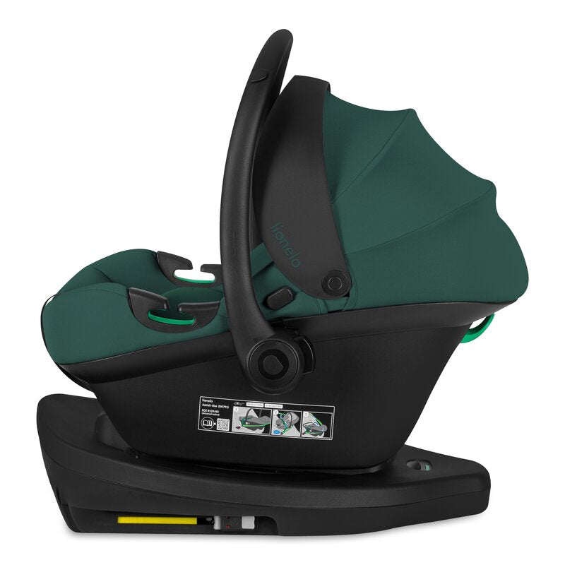 Scoica auto, Lionelo, i-Size Astrid, 0-13 Kg, 40-87 cm, Cu maner si capotina reglabile, Cu protectie laterala avansata, Salteluta confortabila, Testat ADAC, Conform cu standardul european de securitate R129, Verde