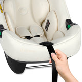 Scoica auto, Lionelo, i-Size Astrid, 0-13 Kg, 40-87 cm, Cu maner si capotina reglabile, Cu protectie laterala avansata, Salteluta confortabila, Testat ADAC, Conform cu standardul european de securitate R129, Crem