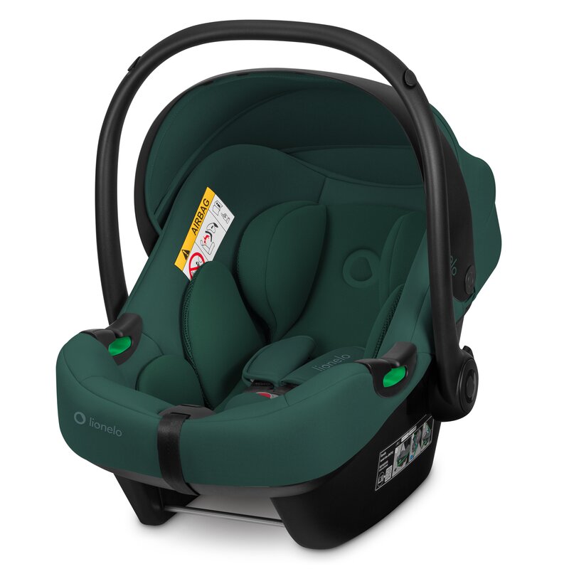 Scoica auto, Lionelo, i-Size Astrid, 0-13 Kg, 40-87 cm, Cu maner si capotina reglabile, Cu protectie laterala avansata, Salteluta confortabila, Testat ADAC, Conform cu standardul european de securitate R129, Verde