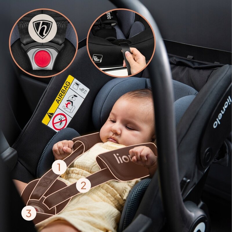 Scoica auto, Lionelo, i-Size Astrid, 0-13 Kg, 40-87 cm, Cu maner si capotina reglabile, Cu protectie laterala avansata, Salteluta confortabila, Testat ADAC, Conform cu standardul european de securitate R129, Taupe