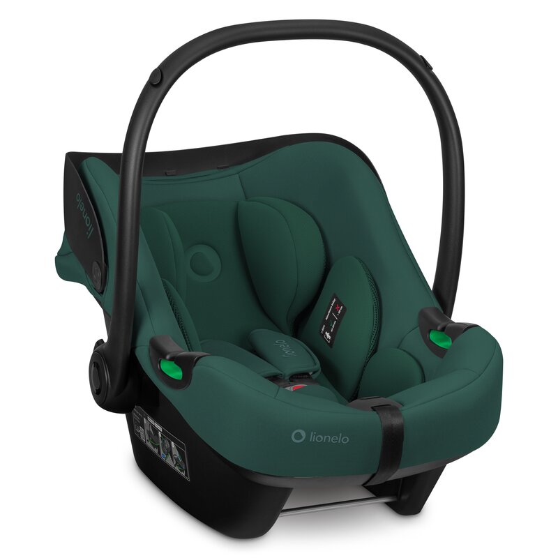 Scoica auto, Lionelo, i-Size Astrid, 0-13 Kg, 40-87 cm, Cu maner si capotina reglabile, Cu protectie laterala avansata, Salteluta confortabila, Testat ADAC, Conform cu standardul european de securitate R129, Verde