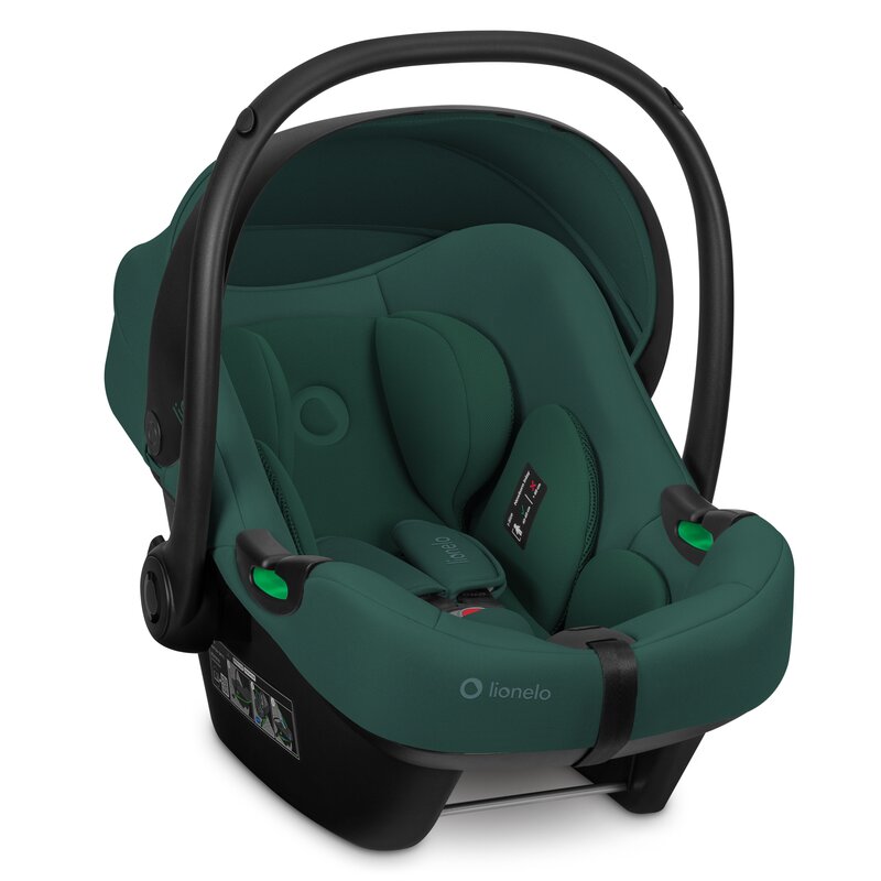 Scoica auto, Lionelo, i-Size Astrid, 0-13 Kg, 40-87 cm, Cu maner si capotina reglabile, Cu protectie laterala avansata, Salteluta confortabila, Testat ADAC, Conform cu standardul european de securitate R129, Verde