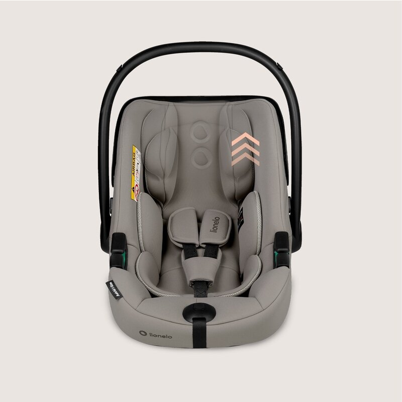 Scoica auto, Lionelo, i-Size Astrid, 0-13 Kg, 40-87 cm, Cu maner si capotina reglabile, Cu protectie laterala avansata, Salteluta confortabila, Testat ADAC, Conform cu standardul european de securitate R129, Taupe