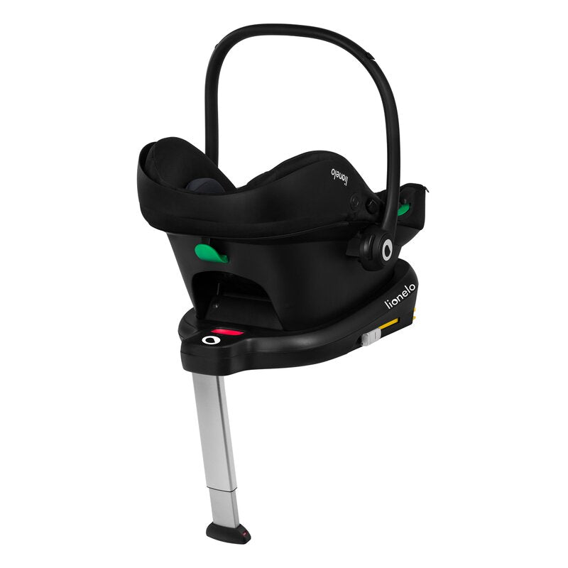 Scoica auto, Lionelo, i-Size Astrid, Include baza Isofix, 0-13 Kg, 40-87 cm, Cu maner si capotina reglabile, Cu protectie laterala avansata, Salteluta confortabila, Testat ADAC, Conform cu R129, Negru/Gri