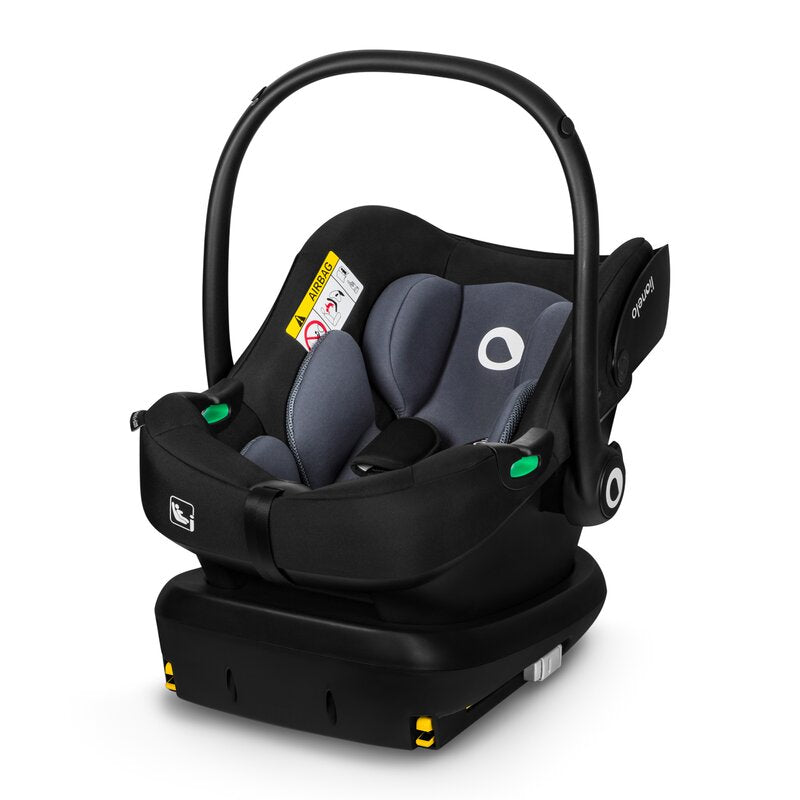 Scoica auto, Lionelo, i-Size Astrid, Include baza Isofix, 0-13 Kg, 40-87 cm, Cu maner si capotina reglabile, Cu protectie laterala avansata, Salteluta confortabila, Testat ADAC, Conform cu R129, Negru/Gri