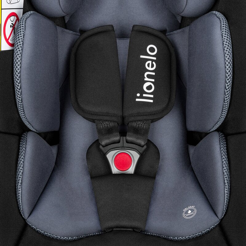 Scoica auto, Lionelo, i-Size Astrid, Include baza Isofix, 0-13 Kg, 40-87 cm, Cu maner si capotina reglabile, Cu protectie laterala avansata, Salteluta confortabila, Testat ADAC, Conform cu R129, Negru/Gri