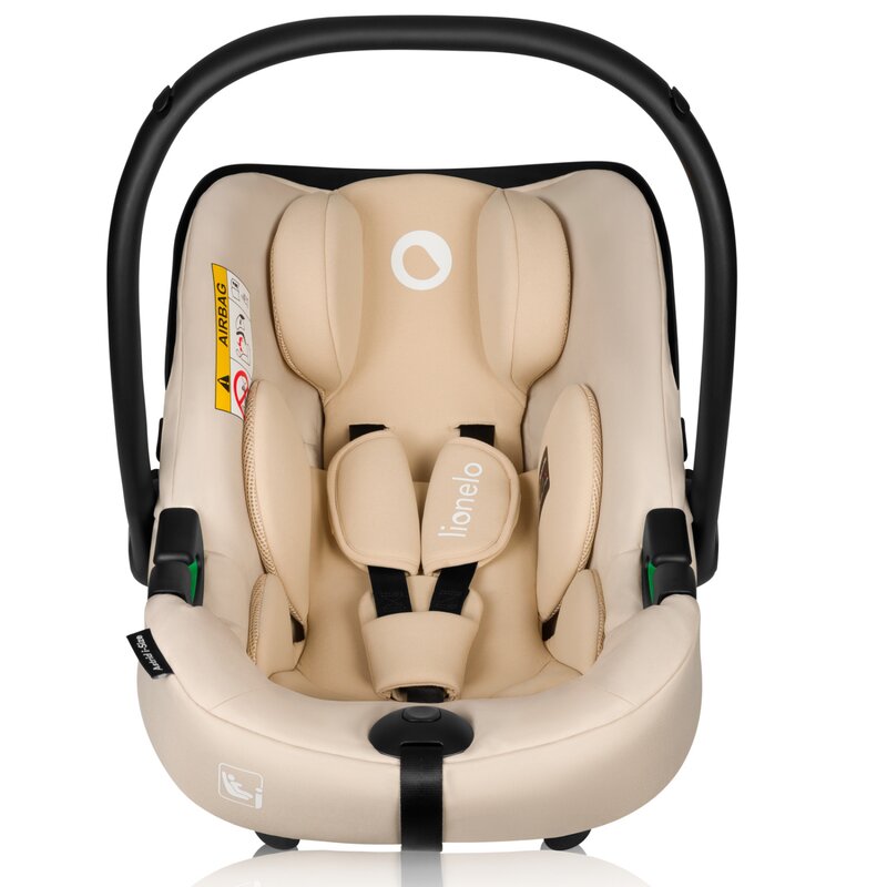 Scoica auto, Lionelo, i-Size Astrid, Include baza Isofix, 0-13 Kg, 40-87 cm, Cu maner si capotina reglabile, Cu protectie laterala avansata, Salteluta confortabila, Testat ADAC, Conform cu R129, Bej