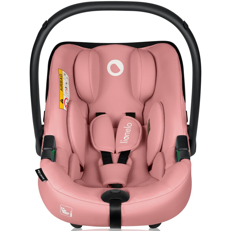 Scoica auto, Lionelo, i-Size Astrid, Include baza Isofix, 0-13 Kg, 40-87 cm, Cu maner si capotina reglabile, Cu protectie laterala avansata, Salteluta confortabila, Testat ADAC, Conform cu R129, Roz - gogobaby.ro