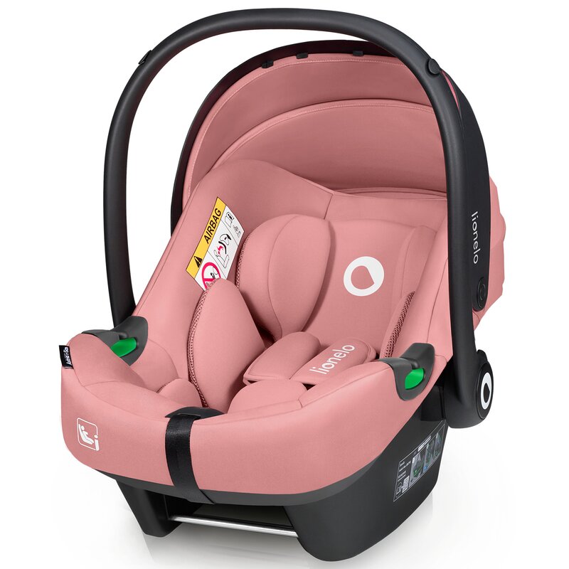 Scoica auto, Lionelo, i-Size Astrid, Include baza Isofix, 0-13 Kg, 40-87 cm, Cu maner si capotina reglabile, Cu protectie laterala avansata, Salteluta confortabila, Testat ADAC, Conform cu R129, Roz - gogobaby.ro