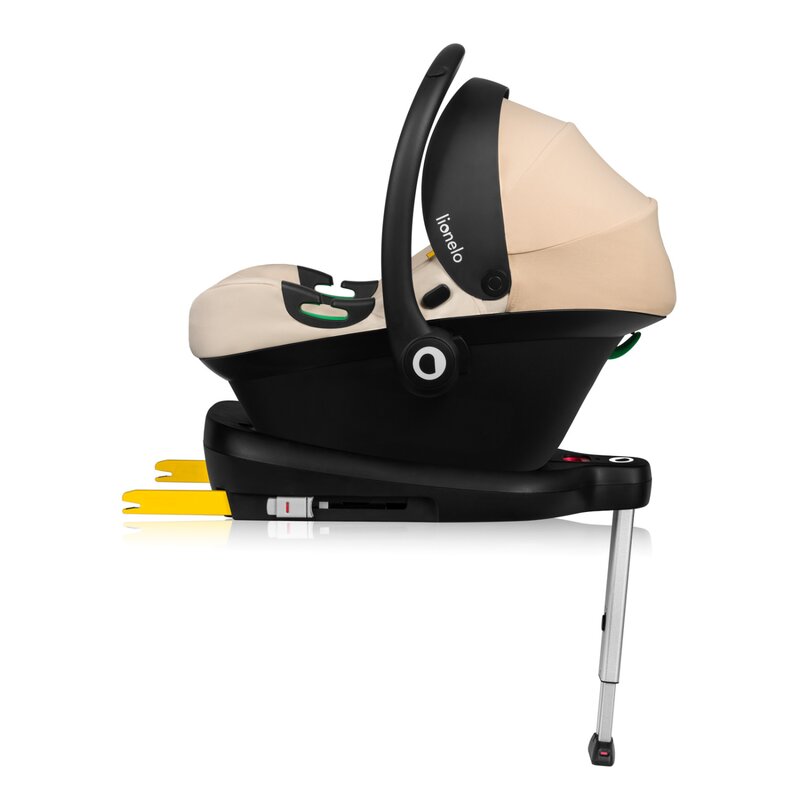 Scoica auto, Lionelo, i-Size Astrid, Include baza Isofix, 0-13 Kg, 40-87 cm, Cu maner si capotina reglabile, Cu protectie laterala avansata, Salteluta confortabila, Testat ADAC, Conform cu R129, Bej - gogobaby.ro