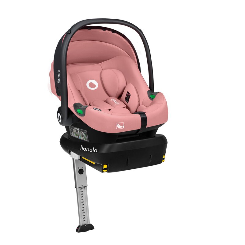 Scoica auto, Lionelo, i-Size Astrid, Include baza Isofix, 0-13 Kg, 40-87 cm, Cu maner si capotina reglabile, Cu protectie laterala avansata, Salteluta confortabila, Testat ADAC, Conform cu R129, Roz - gogobaby.ro