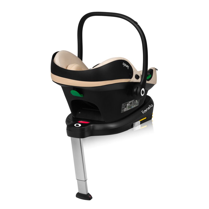 Scoica auto, Lionelo, i-Size Astrid, Include baza Isofix, 0-13 Kg, 40-87 cm, Cu maner si capotina reglabile, Cu protectie laterala avansata, Salteluta confortabila, Testat ADAC, Conform cu R129, Bej - gogobaby.ro