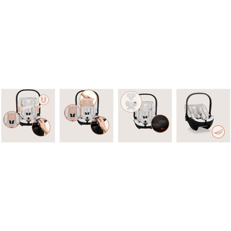 Scoica auto, Lionelo, Moxie, i-Size, 40-87 cm, Tetiera reglabila, intarita cu spuma de memorie, Carcasa ventilata, Din bambus, Protectie avansata, Conform cu R129, Mov