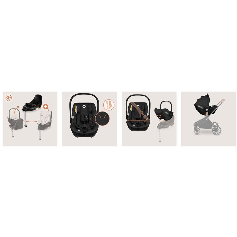 Scoica auto, Lionelo, Moxie, i-Size, 40-87 cm, Tetiera reglabila, intarita cu spuma de memorie, Carcasa ventilata, Din bambus, Protectie avansata, Conform cu R129, Negru