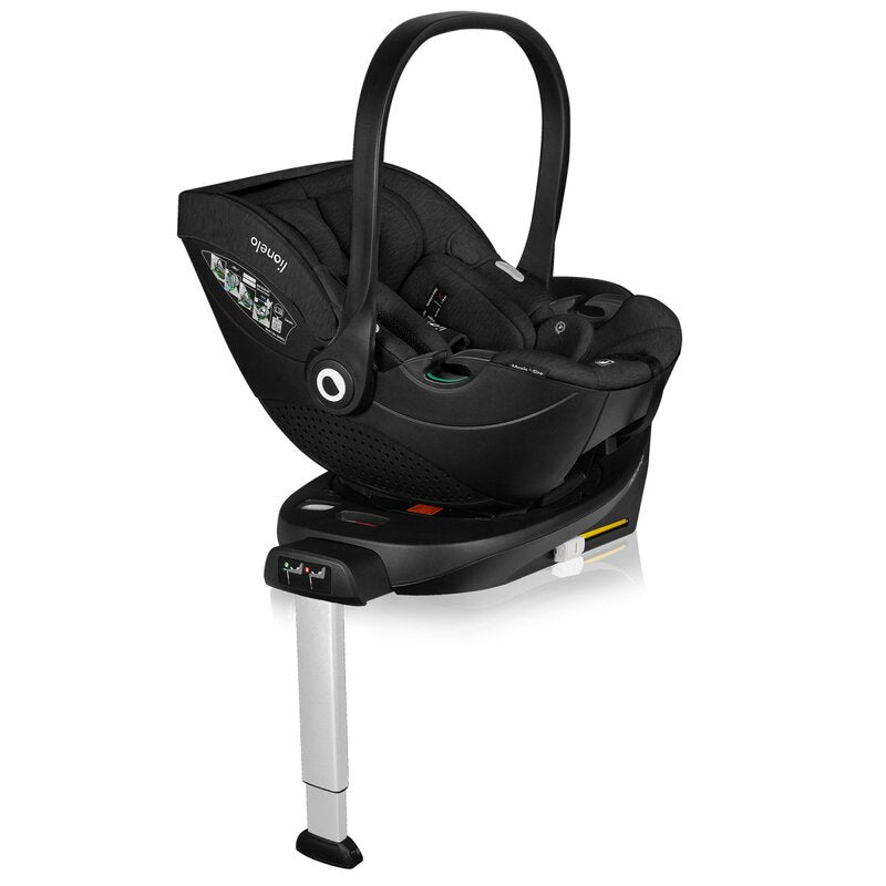Scoica auto, Lionelo, Moxie, i-Size, Include baza rotativa 360 cu picior de fixare, 40-87 cm, Tetiera reglabila, intarita cu spuma de memorie, Carcasa ventilata, Din bambus, Protectie avansata, Conform R129, Negru - gogobaby.ro