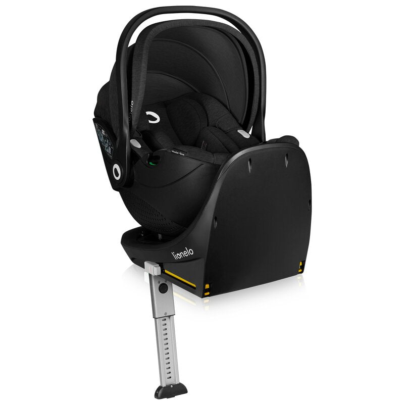 Scoica auto, Lionelo, Moxie, i-Size, Include baza rotativa 360 cu picior de fixare, 40-87 cm, Tetiera reglabila, intarita cu spuma de memorie, Carcasa ventilata, Din bambus, Protectie avansata, Conform R129, Negru - gogobaby.ro
