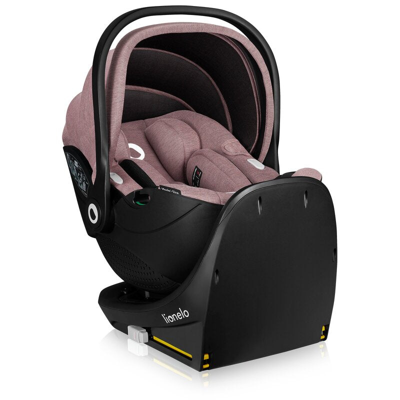 Scoica auto, Lionelo, Moxie, i-Size, Include baza rotativa 360 cu picior de fixare, 40-87 cm, Tetiera reglabila, intarita cu spuma de memorie, Carcasa ventilata, Din bambus, Protectie avansata, Conform R129, Mov - gogobaby.ro