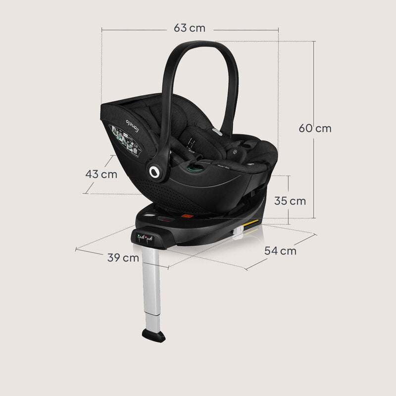 Scoica auto, Lionelo, Moxie, i-Size, Include baza rotativa 360 cu picior de fixare, 40-87 cm, Tetiera reglabila, intarita cu spuma de memorie, Carcasa ventilata, Din bambus, Protectie avansata, Conform R129, Negru - gogobaby.ro