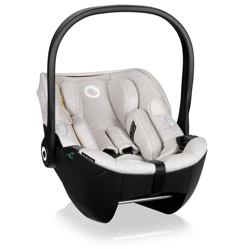 Scoica auto, Lionelo, Moxie, i-Size, Include baza rotativa 360 cu picior de fixare, 40-87 cm, Tetiera reglabila, intarita cu spuma de memorie, Carcasa ventilata, Din bambus, Protectie avansata, Conform R129, Bej - gogobaby.ro