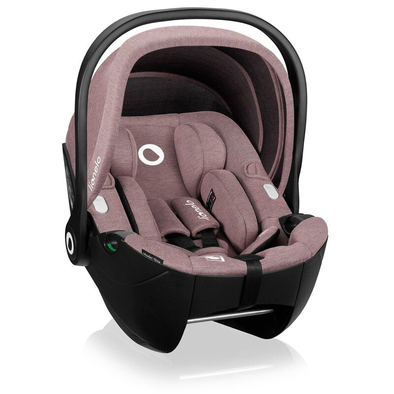 Scoica auto, Lionelo, Moxie, i-Size, Include baza rotativa 360 cu picior de fixare, 40-87 cm, Tetiera reglabila, intarita cu spuma de memorie, Carcasa ventilata, Din bambus, Protectie avansata, Conform R129, Mov - gogobaby.ro