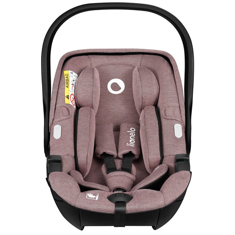 Scoica auto, Lionelo, Moxie, i-Size, Include baza rotativa 360 cu picior de fixare, 40-87 cm, Tetiera reglabila, intarita cu spuma de memorie, Carcasa ventilata, Din bambus, Protectie avansata, Conform R129, Mov - gogobaby.ro