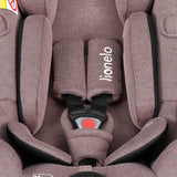 Scoica auto, Lionelo, Moxie, i-Size, Include baza rotativa 360 cu picior de fixare, 40-87 cm, Tetiera reglabila, intarita cu spuma de memorie, Carcasa ventilata, Din bambus, Protectie avansata, Conform R129, Mov