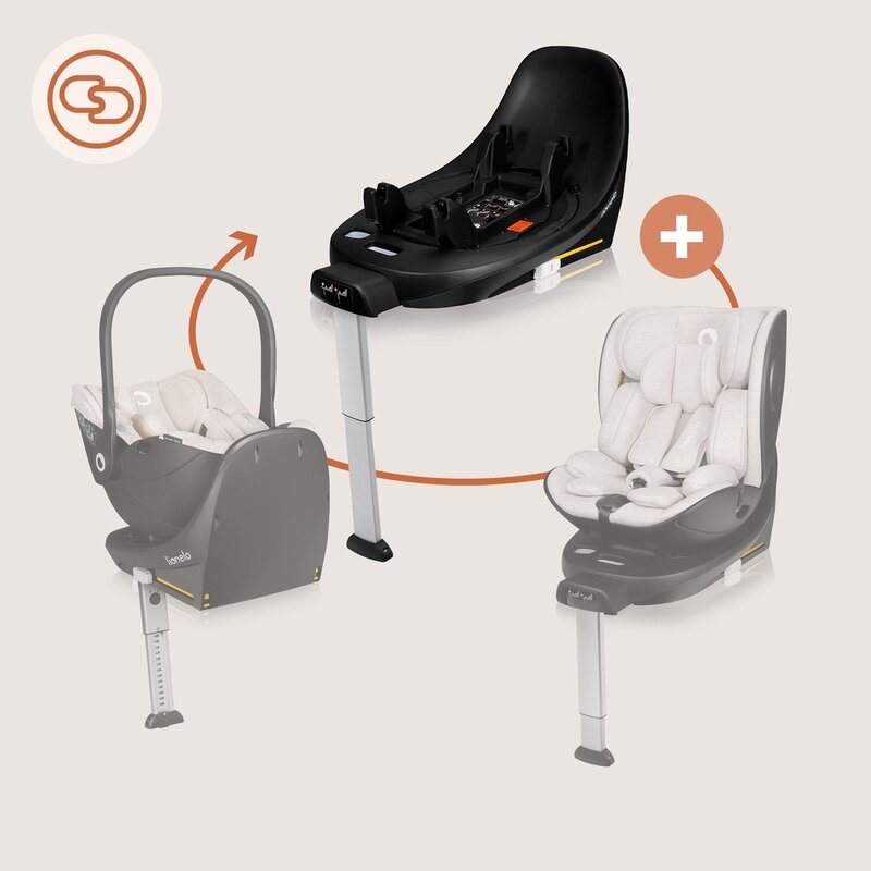 Scoica auto, Lionelo, Moxie, i-Size, Include baza rotativa 360 cu picior de fixare, 40-87 cm, Tetiera reglabila, intarita cu spuma de memorie, Carcasa ventilata, Din bambus, Protectie avansata, Conform R129, Bej - gogobaby.ro