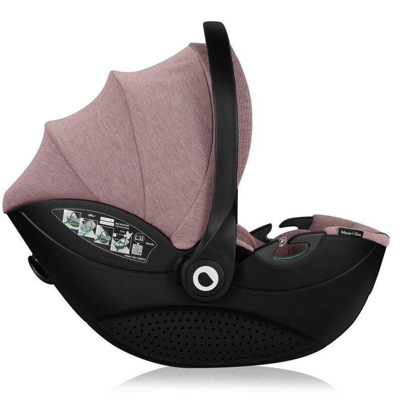 Scoica auto, Lionelo, Moxie, i-Size, Include baza rotativa 360 cu picior de fixare, 40-87 cm, Tetiera reglabila, intarita cu spuma de memorie, Carcasa ventilata, Din bambus, Protectie avansata, Conform R129, Mov - gogobaby.ro
