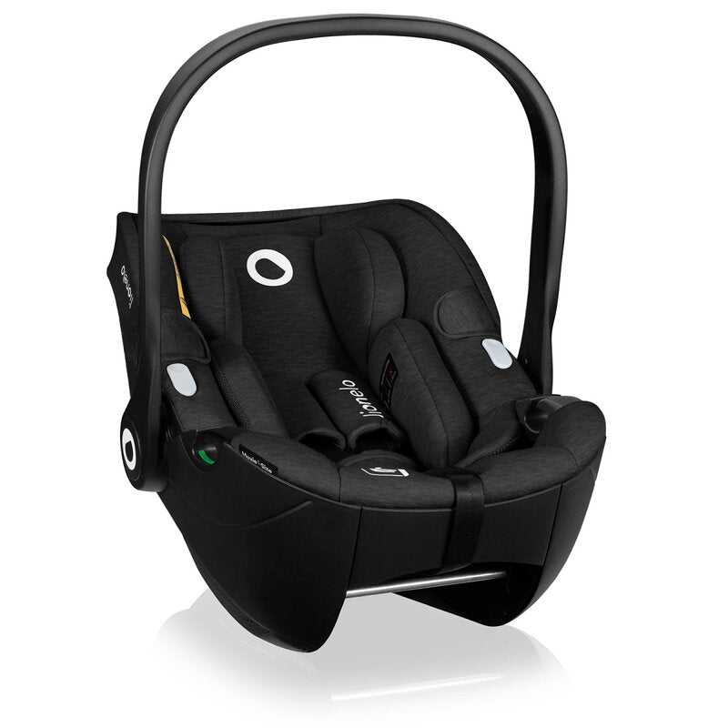 Scoica auto, Lionelo, Moxie, i-Size, Include baza rotativa 360 cu picior de fixare, 40-87 cm, Tetiera reglabila, intarita cu spuma de memorie, Carcasa ventilata, Din bambus, Protectie avansata, Conform R129, Negru - gogobaby.ro