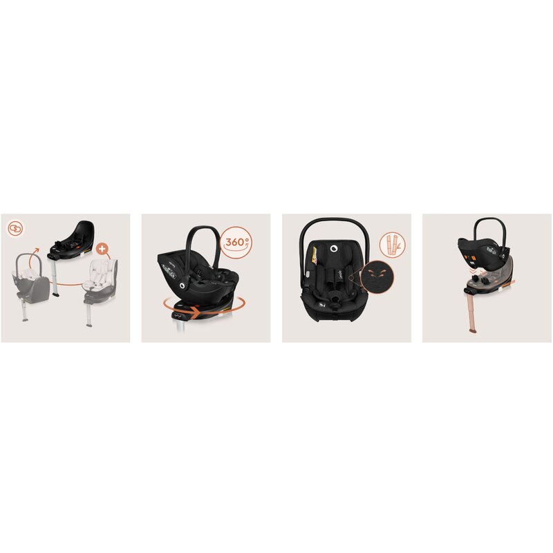 Scoica auto, Lionelo, Moxie, i-Size, Include baza rotativa 360 cu picior de fixare, 40-87 cm, Tetiera reglabila, intarita cu spuma de memorie, Carcasa ventilata, Din bambus, Protectie avansata, Conform R129, Mov - gogobaby.ro