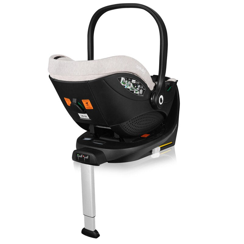 Scoica auto, Lionelo, Moxie, i-Size, Include baza rotativa 360 cu picior de fixare, 40-87 cm, Tetiera reglabila, intarita cu spuma de memorie, Carcasa ventilata, Din bambus, Protectie avansata, Conform R129, Bej - gogobaby.ro