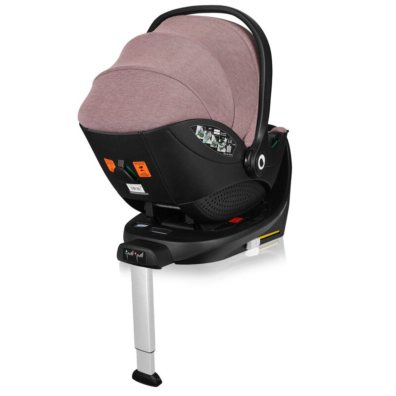 Scoica auto, Lionelo, Moxie, i-Size, Include baza rotativa 360 cu picior de fixare, 40-87 cm, Tetiera reglabila, intarita cu spuma de memorie, Carcasa ventilata, Din bambus, Protectie avansata, Conform R129, Mov - gogobaby.ro