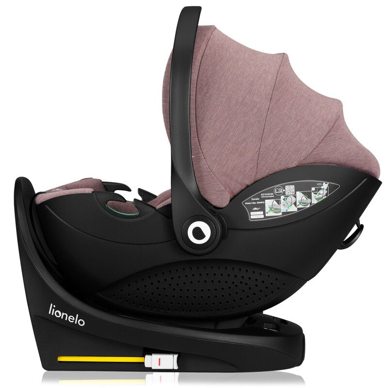 Scoica auto, Lionelo, Moxie, i-Size, Include baza rotativa 360 cu picior de fixare, 40-87 cm, Tetiera reglabila, intarita cu spuma de memorie, Carcasa ventilata, Din bambus, Protectie avansata, Conform R129, Mov - gogobaby.ro