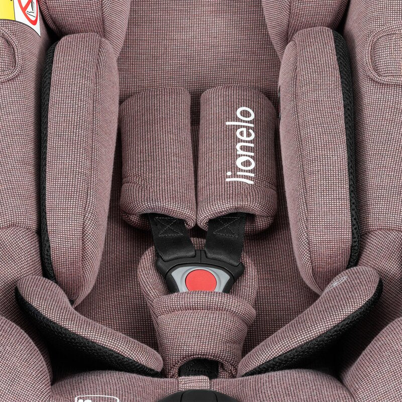 Scoica auto, Lionelo, Moxie, i-Size, Include baza rotativa 360 cu picior de fixare, 40-87 cm, Tetiera reglabila, intarita cu spuma de memorie, Carcasa ventilata, Din bambus, Protectie avansata, Conform R129, Mov - gogobaby.ro