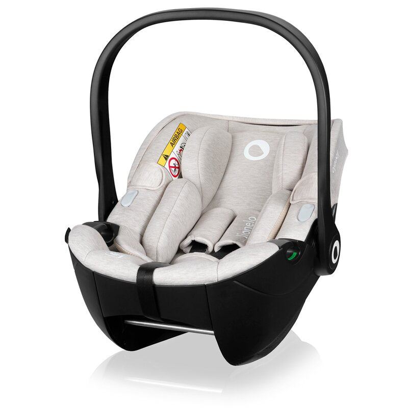 Scoica auto, Lionelo, Moxie, i-Size, Include baza rotativa 360 cu picior de fixare, 40-87 cm, Tetiera reglabila, intarita cu spuma de memorie, Carcasa ventilata, Din bambus, Protectie avansata, Conform R129, Bej - gogobaby.ro