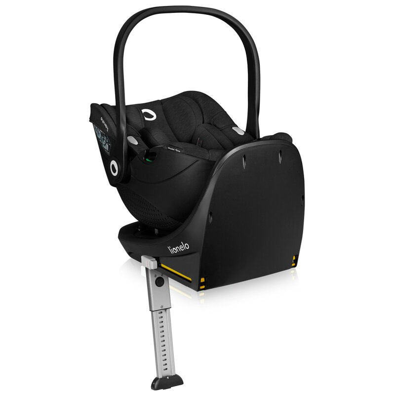 Scoica auto, Lionelo, Moxie, i-Size, Include baza rotativa 360 cu picior de fixare, 40-87 cm, Tetiera reglabila, intarita cu spuma de memorie, Carcasa ventilata, Din bambus, Protectie avansata, Conform R129, Negru - gogobaby.ro