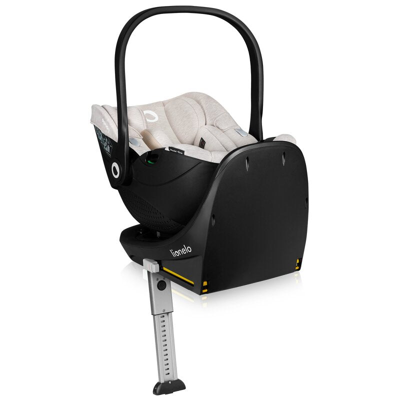 Scoica auto, Lionelo, Moxie, i-Size, Include baza rotativa 360 cu picior de fixare, 40-87 cm, Tetiera reglabila, intarita cu spuma de memorie, Carcasa ventilata, Din bambus, Protectie avansata, Conform R129, Bej - gogobaby.ro