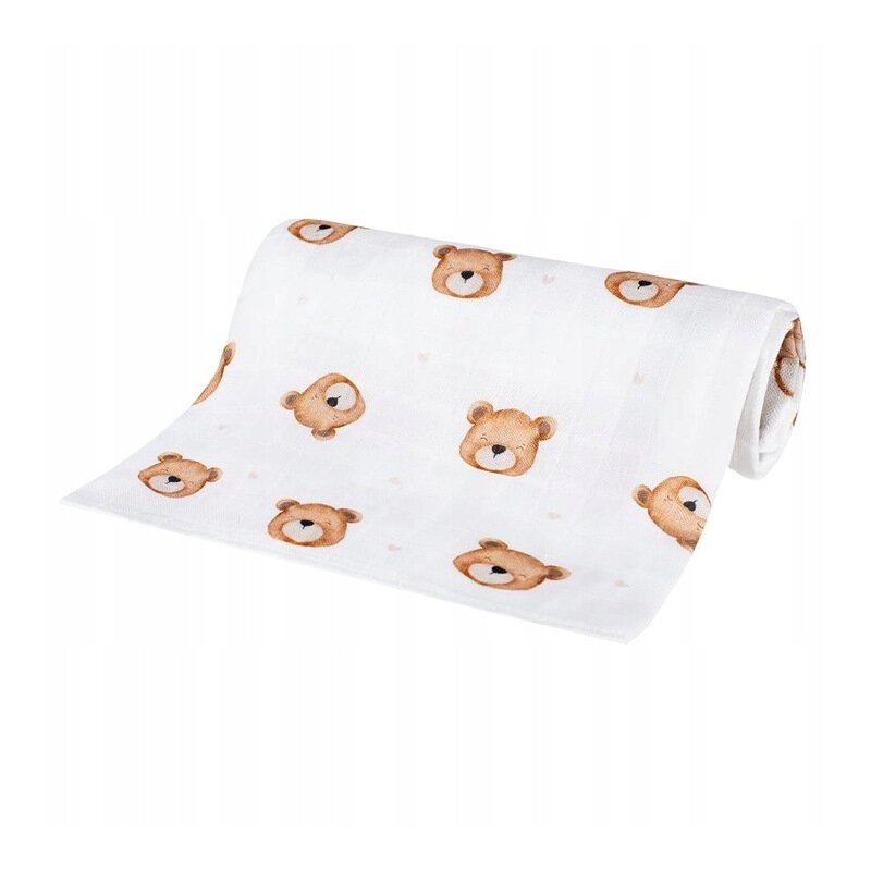 Scutec din bambus, Bocioland, Teddy Bear, Material certificat Oeko Tex Standard 100, Dimensiune mare, 75x75 cm, Multicolor