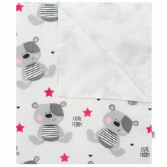 Scutec impermeabil, New Baby, Din flanel, Cu multiple intrebuintari, Dimensiune 57x47 cm, Cute Teddy Pink