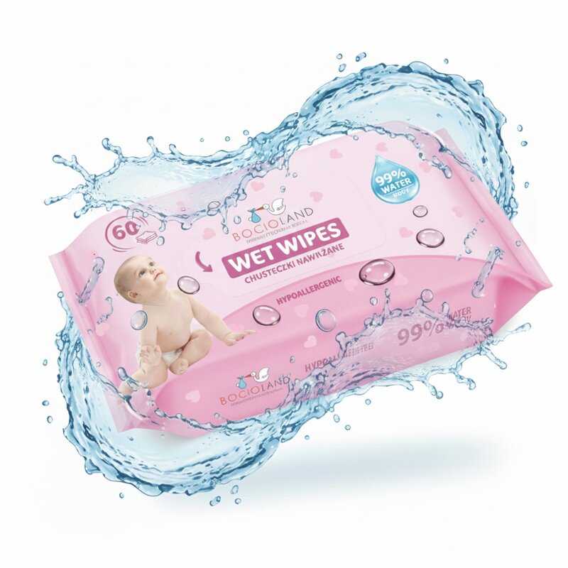Servetele umede, Bocioland, Apa 99%, Fara parfum, 60 de bucati/pachet