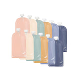 Set 12 pungi reutilizabile, Jane, Pentru hranire, Inchidere ermetica, 12x20 cm, 200 ml, BPA-free si testat LFGB, Multicolor