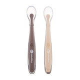 Set 2 lingurite, Petite&Mars, Take&Match, Includ cutie pentru depozitare, Adecvate pentru masina de spalat vase, Fara BPA, 6 luni+, Maro