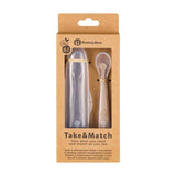 Set 2 lingurite, Petite&Mars, Take&Match, Includ cutie pentru depozitare, Adecvate pentru masina de spalat vase, Fara BPA, 6 luni+, Maro