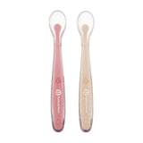 Set 2 lingurite, Petite&Mars, Take&Match, Includ cutie pentru depozitare, Adecvate pentru masina de spalat vase, Fara BPA, 6 luni+, Roz/ Bej