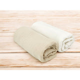Set 2 museline, Qmini, Multifunctionale, Din bumbac certificat Oeko Tex Standard 100, Ideale pentru infasat, 75x75 cm, Warm beige and Cream
