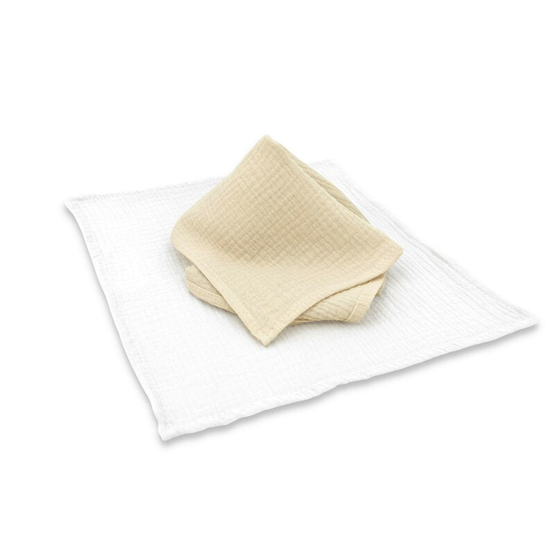 Set 2 museline, Qmini, Multifunctionale, Din material certificat Oeko Tex Standard 100, 30x30 cm, Warm beige si Cream
