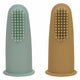 Set 2 periute de dinti pentru deget, FreeON, Cu peri moi, Silicon, Curata bland, 0 luni+, Green/Ochre