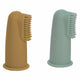 Set 2 periute de dinti pentru deget, FreeON, Cu peri moi, Silicon, Curata bland, 0 luni+, Green/Ochre
