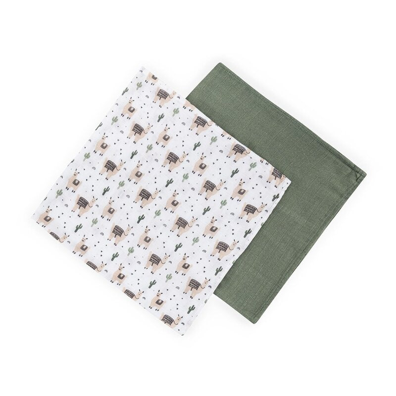 Set 2 scutece, Petite&Mars, Misty, Din muselina de bambus, Hipoalergenice, Dimensiuni mari, 120 x 120 cm, Certificate Oeko Tex Standard 100, Lama Vibes
