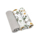 Set 3 museline, Qmini, Multifunctionale, Din bumbac certificat Oeko Tex Standard 100, 75x75 cm, Botanica si Grey